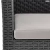 3 részes antracit PP rattan kerti bútorgarnitúra párnákkal