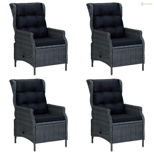 5 részes sötétszürke kerti étkezőgarnitúra