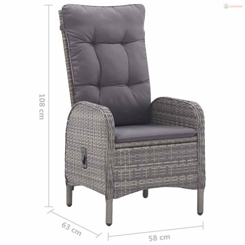 9 részes szürke kerti étkezőgarnitúra