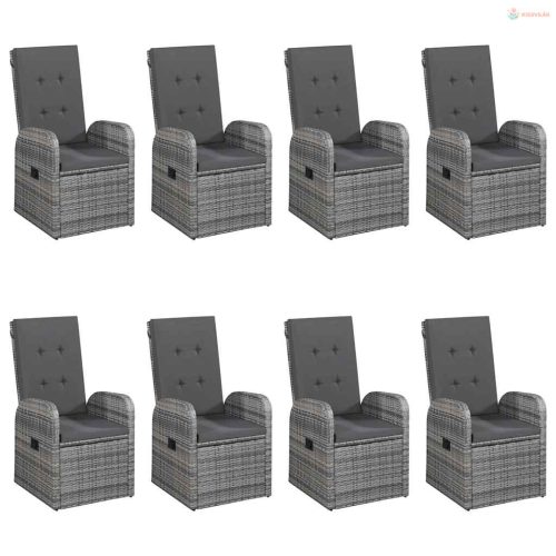9 részes szürke kerti étkezőgarnitúra