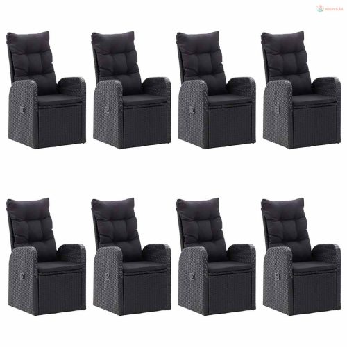 9 részes fekete kerti étkezőgarnitúra