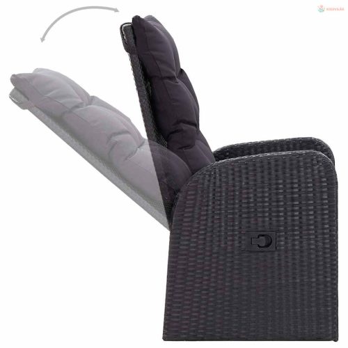 9 részes fekete kerti étkezőgarnitúra