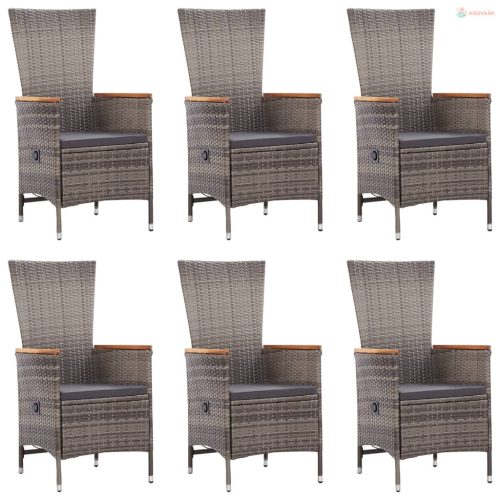 7 részes szürke polyrattan kerti étkezőgarnitúra