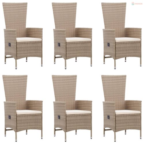 7 részes bézs polyrattan kerti étkezőgarnitúra