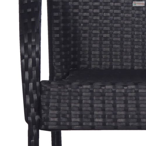 3 részes fekete polyrattan kerti étkezőgarnitúra