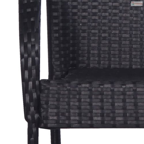 5 részes fekete polyrattan kerti étkezőgarnitúra