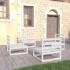 4 részes fehér tömör fenyőfa kerti ülőgarnitúra