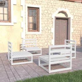 4 részes fehér tömör fenyőfa kerti ülőgarnitúra