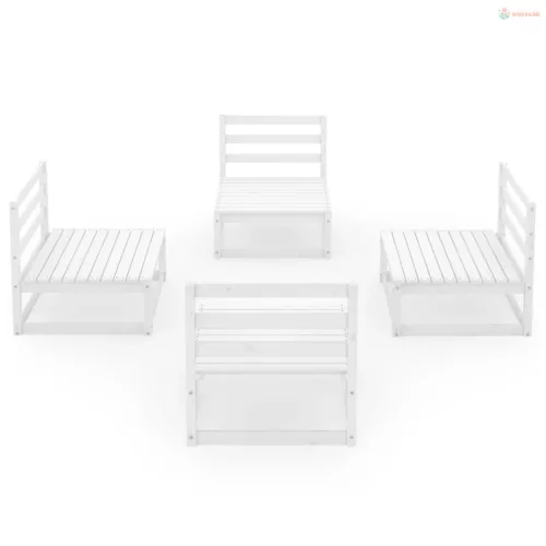 4 részes fehér tömör fenyőfa kerti ülőgarnitúra