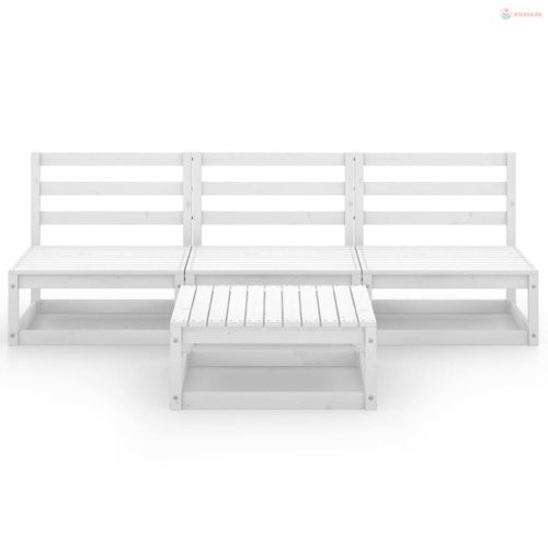 4 részes fehér tömör fenyőfa kerti ülőgarnitúra