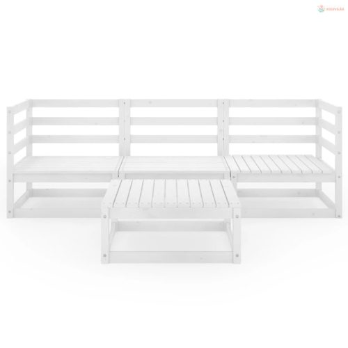 4 részes fehér tömör fenyőfa kerti ülőgarnitúra