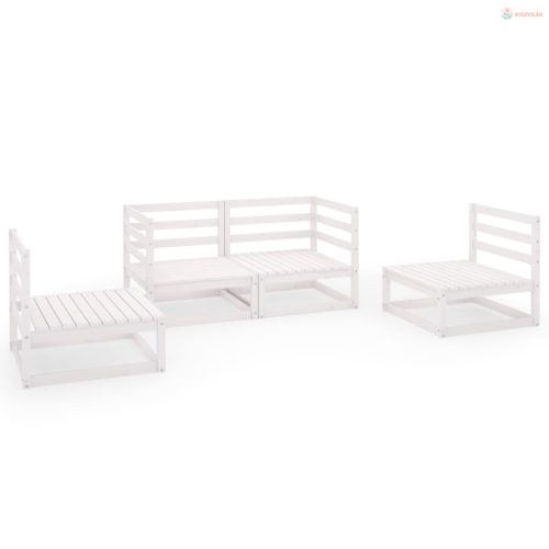 4 részes fehér tömör fenyőfa kerti ülőgarnitúra