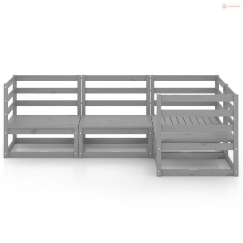 4 részes szürke tömör fenyőfa kerti ülőgarnitúra