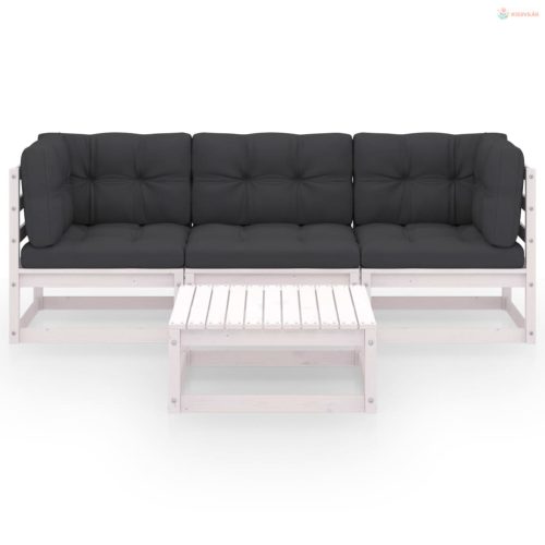 4 részes tömör fenyőfa kerti ülőgarnitúra párnákkal