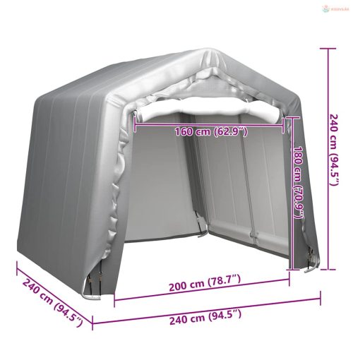 Szürke acél tároló sátor 240 x 240 cm