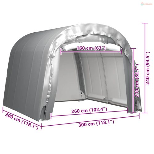 Szürke acél tárolósátor 300x300 cm
