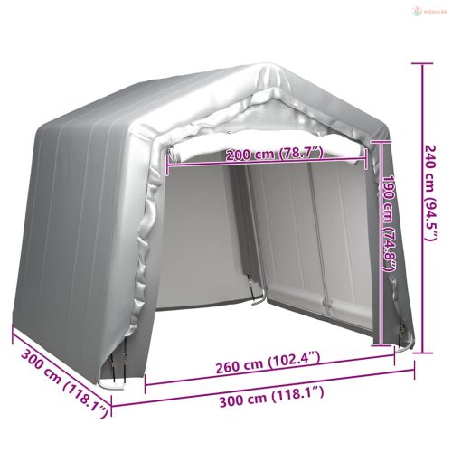 Szürke acél tárolósátor 300 x 300 cm
