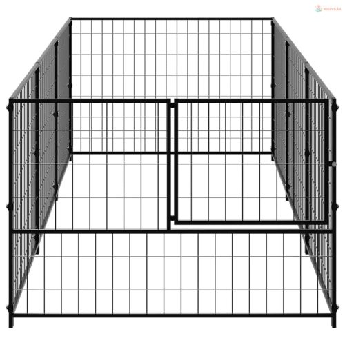 Fekete acél kutyakennel 3 m²