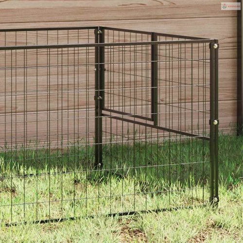 Fekete acél kutyakennel 4 m²