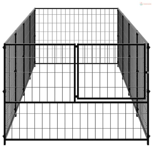 Fekete acél kutyakennel 4 m²