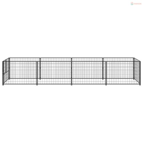 Fekete acél kutyakennel 4 m²
