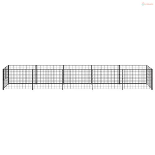 Fekete acél kutyakennel 5 m²