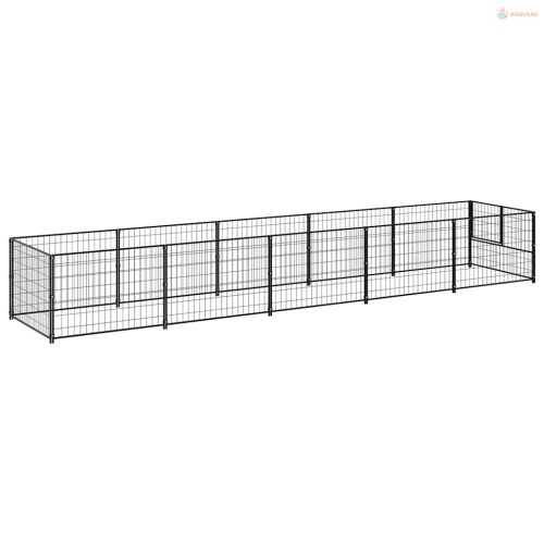 Fekete acél kutyakennel 5 m²