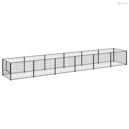 Fekete acél kutyakennel 6 m²