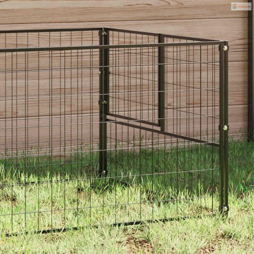 Fekete acél kutyakennel 6 m²