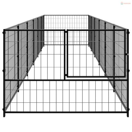 Fekete acél kutyakennel 6 m²