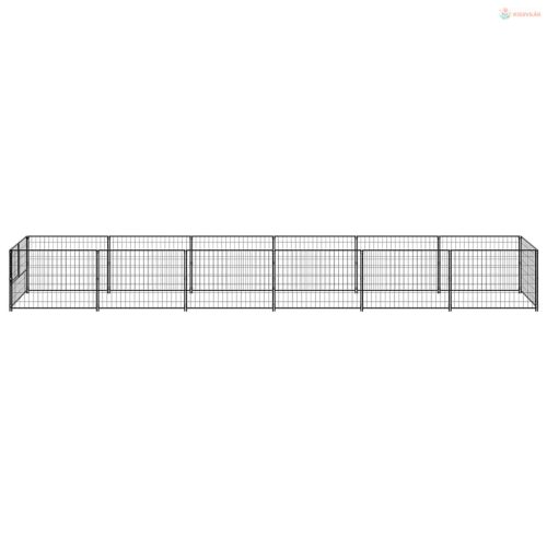 Fekete acél kutyakennel 6 m²