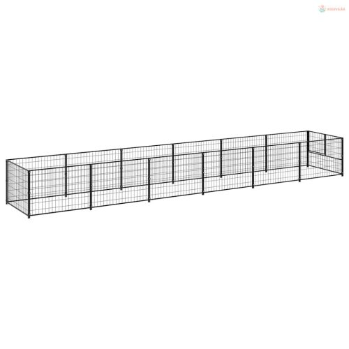 Fekete acél kutyakennel 6 m²