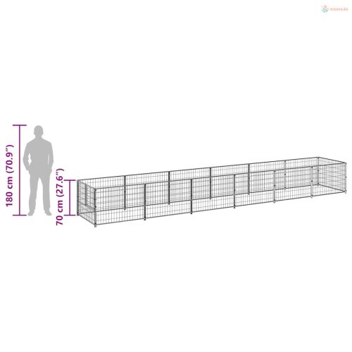 Fekete acél kutyakennel 6 m²