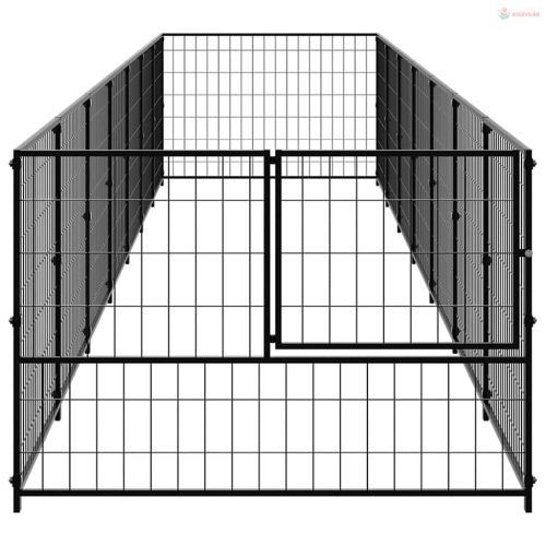 Fekete acél kutyakennel 7 m²