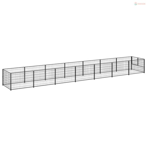 Fekete acél kutyakennel 7 m²