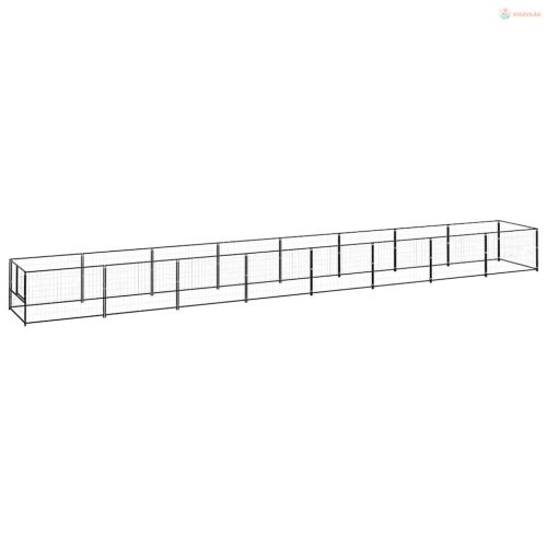 Fekete acél kutyakennel 8 m²
