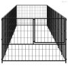 Fekete acél kutyakennel 8 m²