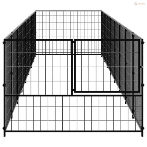 Fekete acél kutyakennel 8 m²