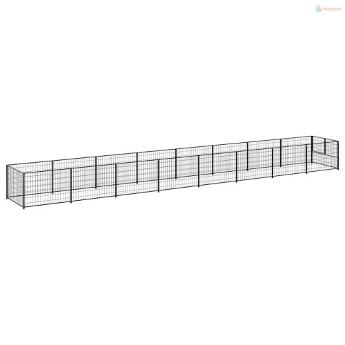 Fekete acél kutyakennel 8 m²