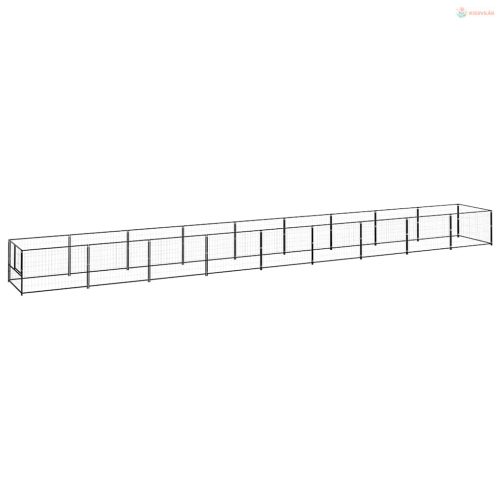 Fekete acél kutyakennel 9 m²