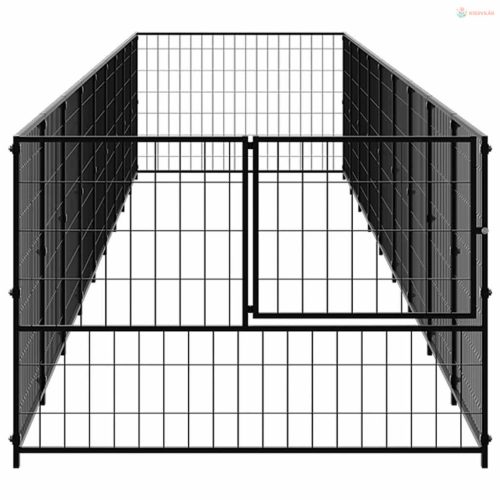 Fekete acél kutyakennel 9 m²