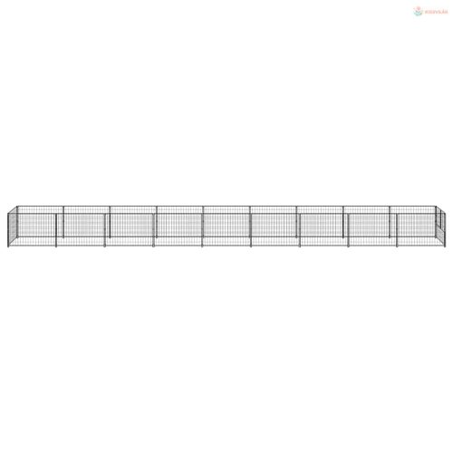 Fekete acél kutyakennel 9 m²