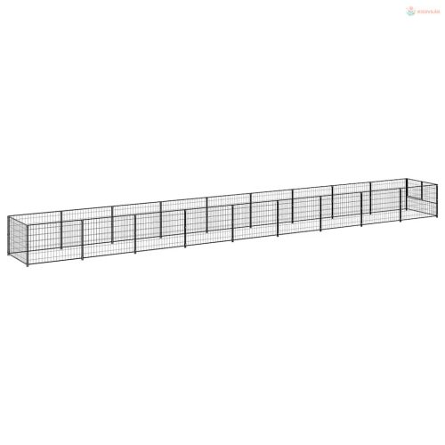Fekete acél kutyakennel 9 m²
