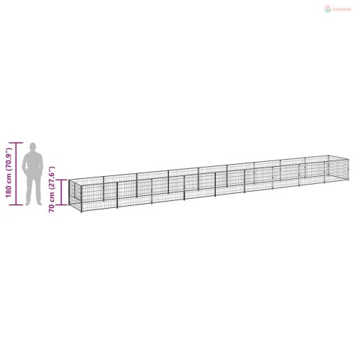 Fekete acél kutyakennel 9 m²