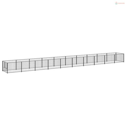Fekete acél kutyakennel 10 m²