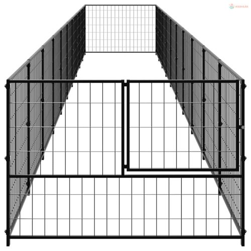 Fekete acél kutyakennel 10 m²