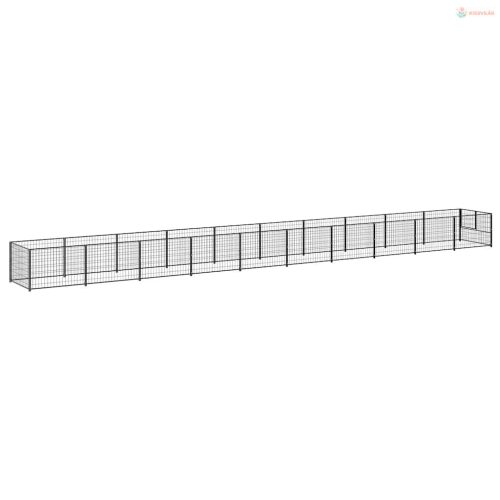 Fekete acél kutyakennel 10 m²