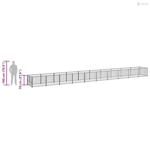 Fekete acél kutyakennel 10 m²