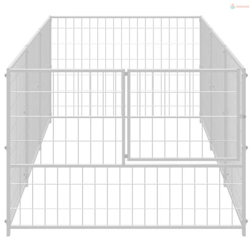 Ezüstszínű acél kutyakennel 3 m²