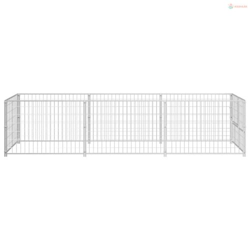 Ezüstszínű acél kutyakennel 3 m²